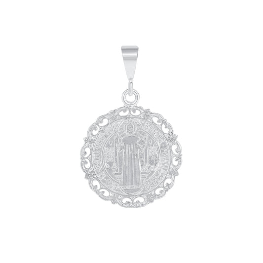 Silver 925 Saint Benedict (San Benito) Double Sided Medallion. SANBEN05