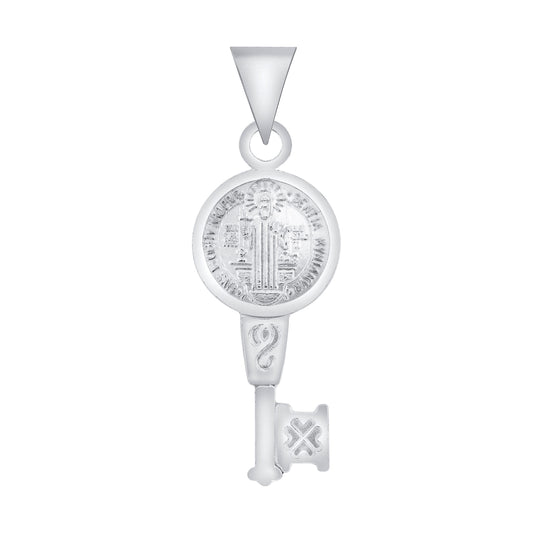 Silver 925 San Benito (Saint Benedict) Key Pendant. SANBKEY01