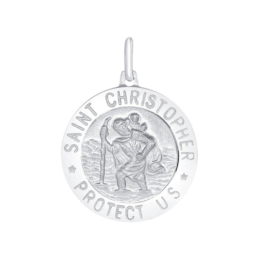 Silver 925 Rhodium Plated Saint Christopher (San Cristobal)Pendant. SANC02