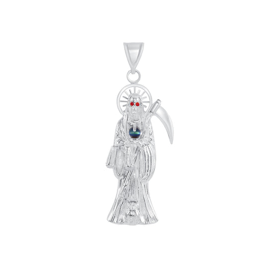 Silver 925 San Muerte Cubic Zirconia Ball Pendant. SANM01