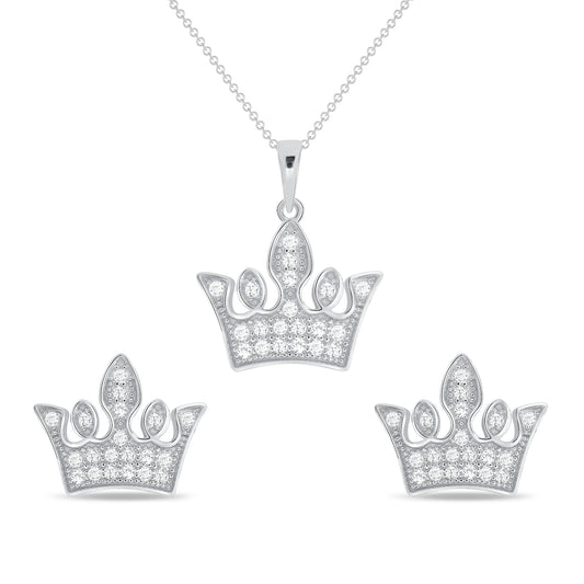 Silver 925 Crown Cubic Zirconia Set. SETBP14830