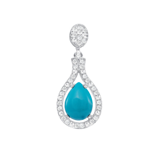 Silver 925 Rhodium Plated Turquoise Drop Set. SETBP14856TQ