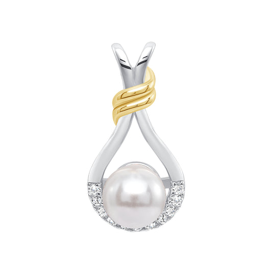 Silver 925 Cubic Zirconia Shell Pearl 2-tone Set. SETBP15019
