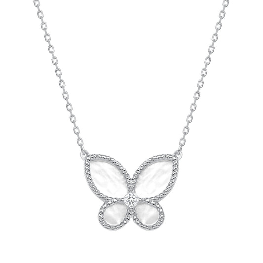 Silver 925 Rhodium Plated White Butterfly Set. SETDGN1265RHD