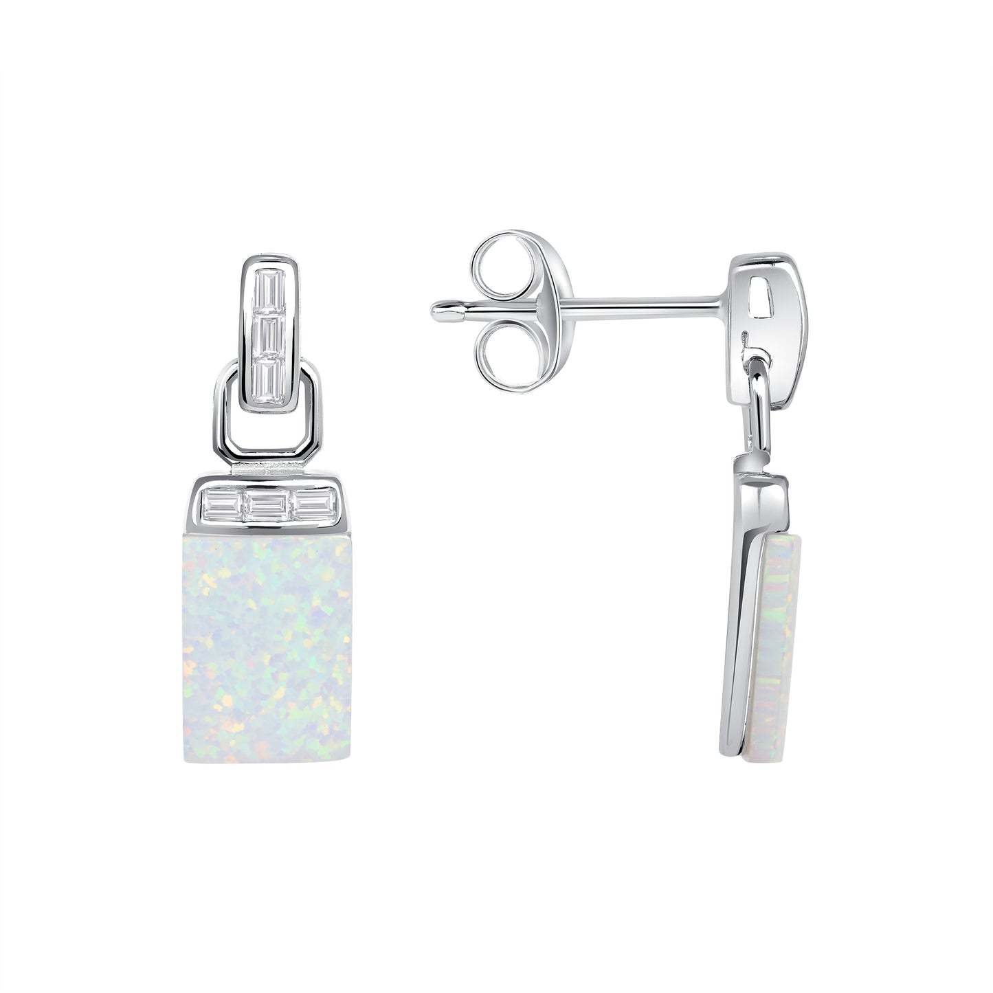 Silver 925 Rhodium Plated Opal and Earring Stone Set. SETDGN1345