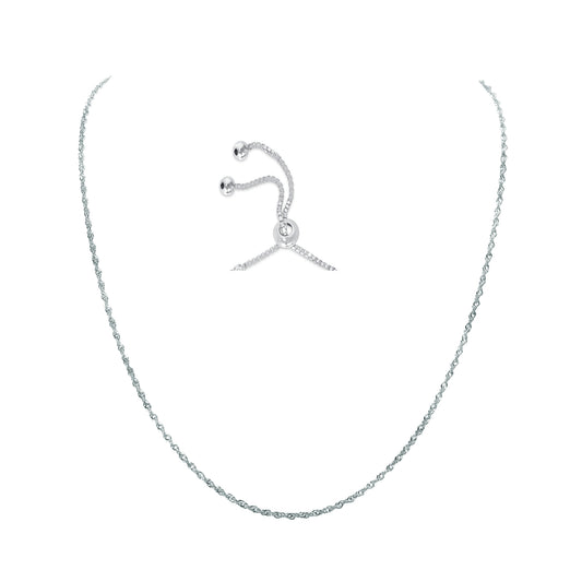 Silver 925 Singapore 030 Adjustable Chain. SING030-ADJ-22