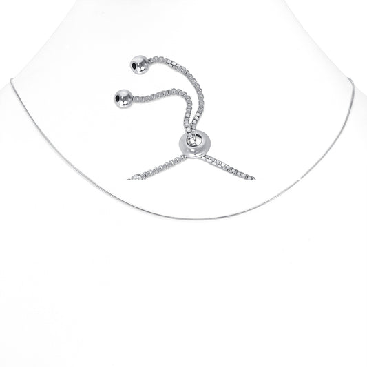 Silver 925 Rhodium Plated Snake 035 Adjustable Chain. SNAKE035R-ADJ-22