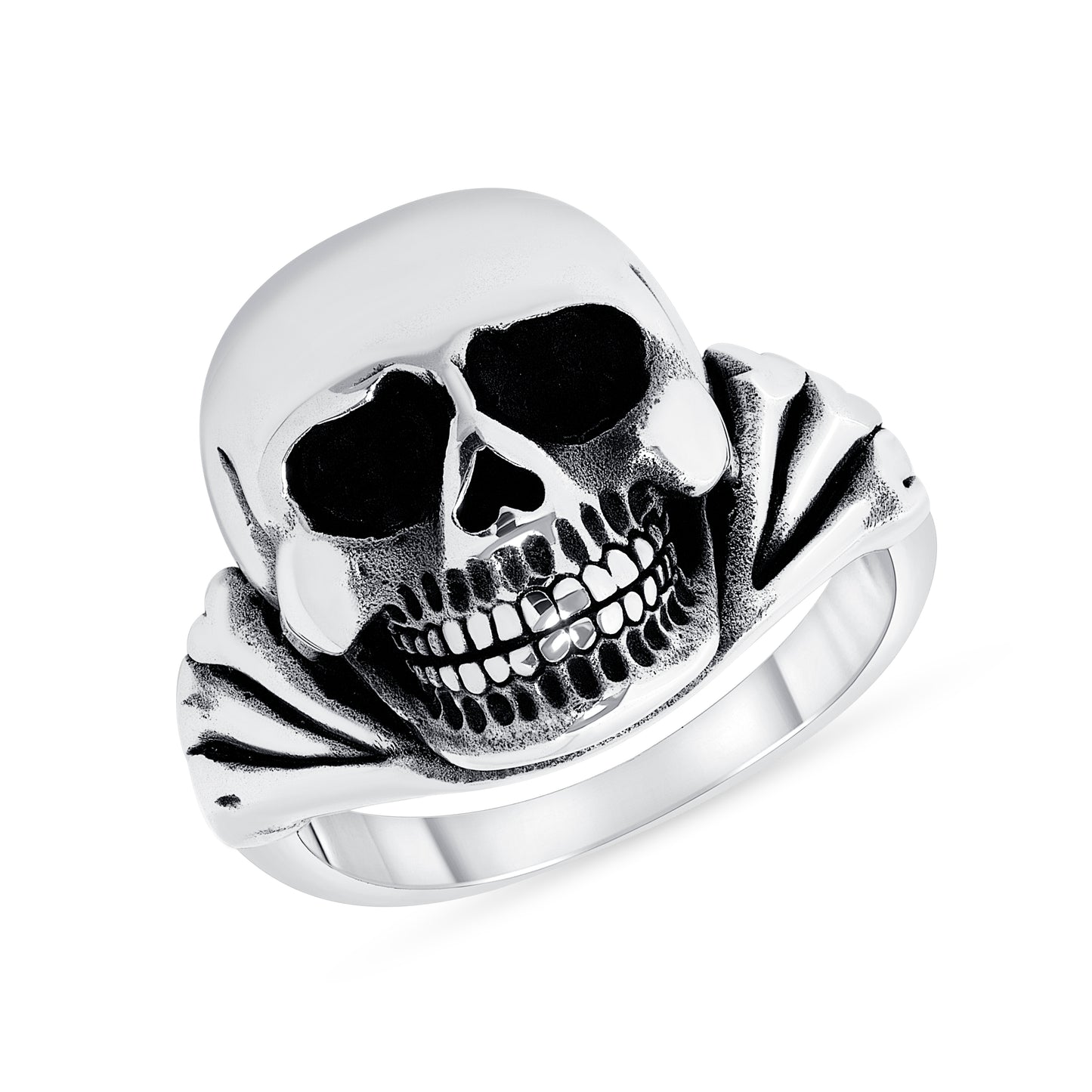 Silver 925 Skull w/ Bones Oxidized Ring. ZKY955