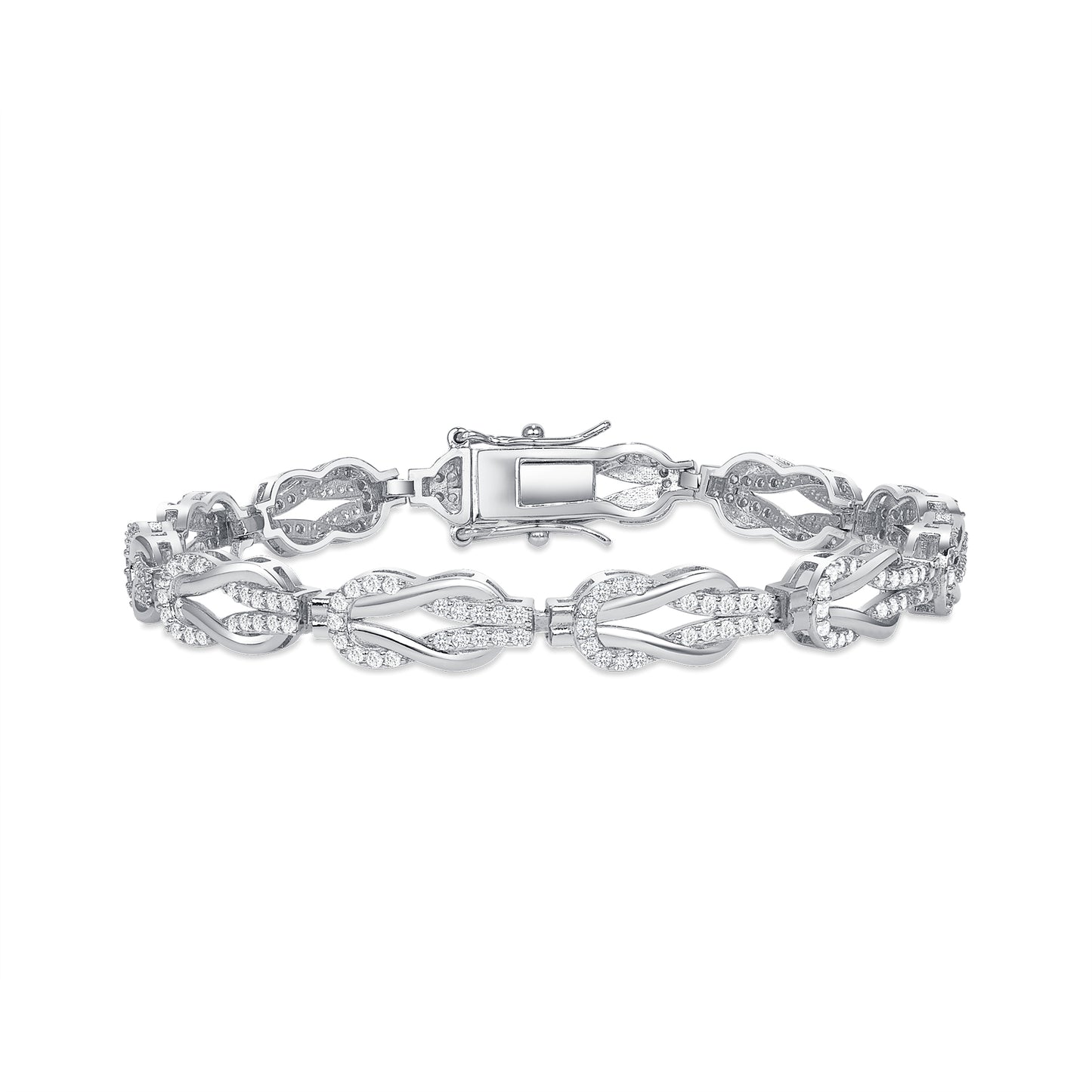 Silver 925 Rhodium Plated Clear Cubic Zirconia Bracelet. BB4929