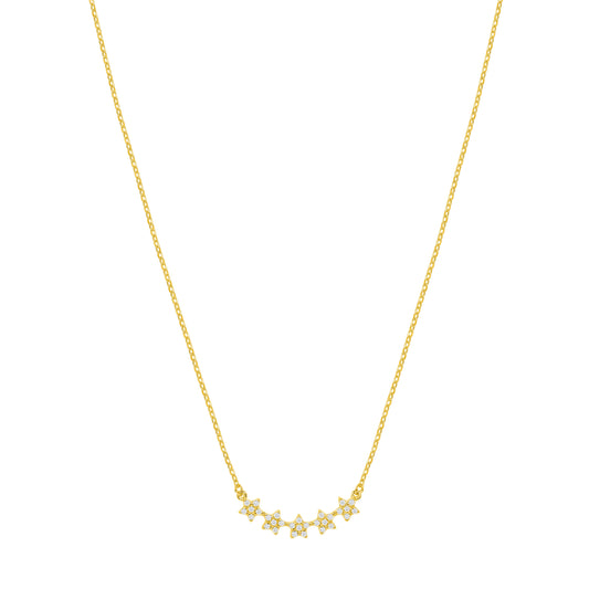 Silver 925 Gold Plated Cubic Zirconia Multiple Star Necklace. BN3676GP