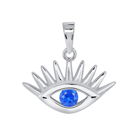 Silver 925 Rhodium Plated Devil Eye Blue Cubic Zirconia Set. SETDGP1497RHD