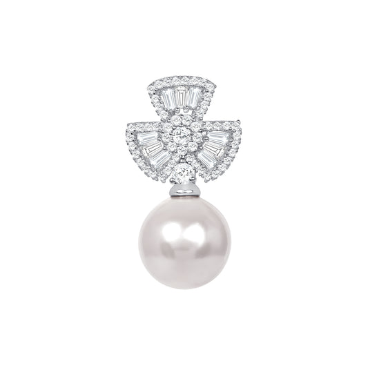 Silver 925 Rhodium Plated White Pearl Cubic Zirconia Set. SETDGP1782